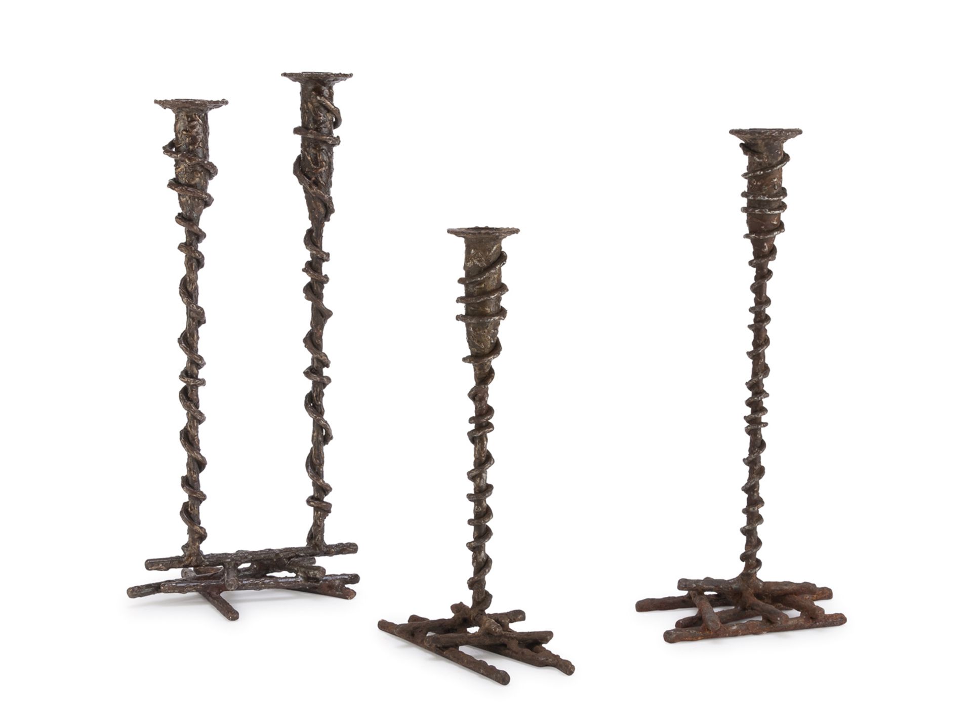 THREE CANDLESTICKS IN IRON 1970s