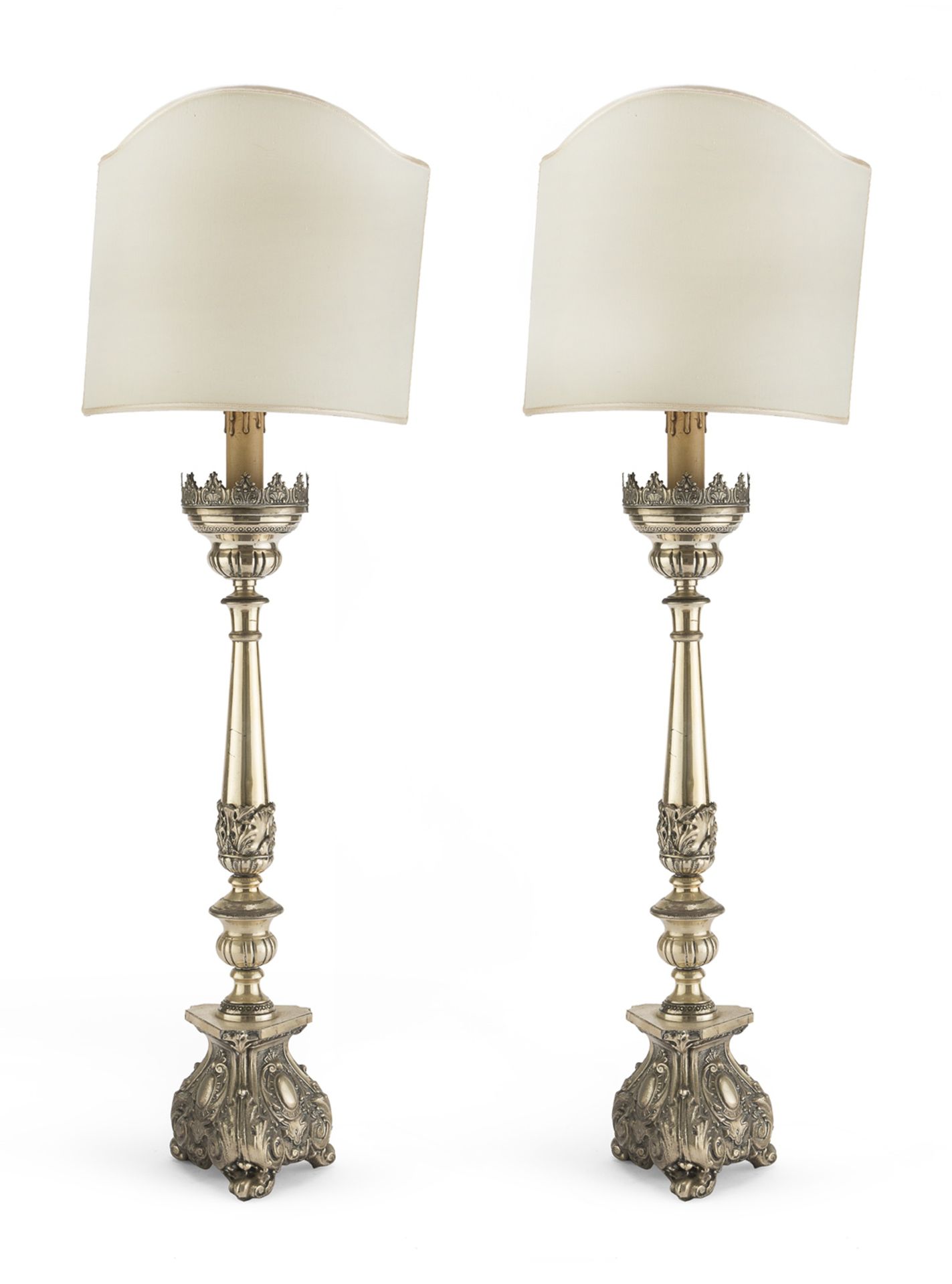 PAIR OF METAL CANDLESTICKS LATE 19TH CENTURY