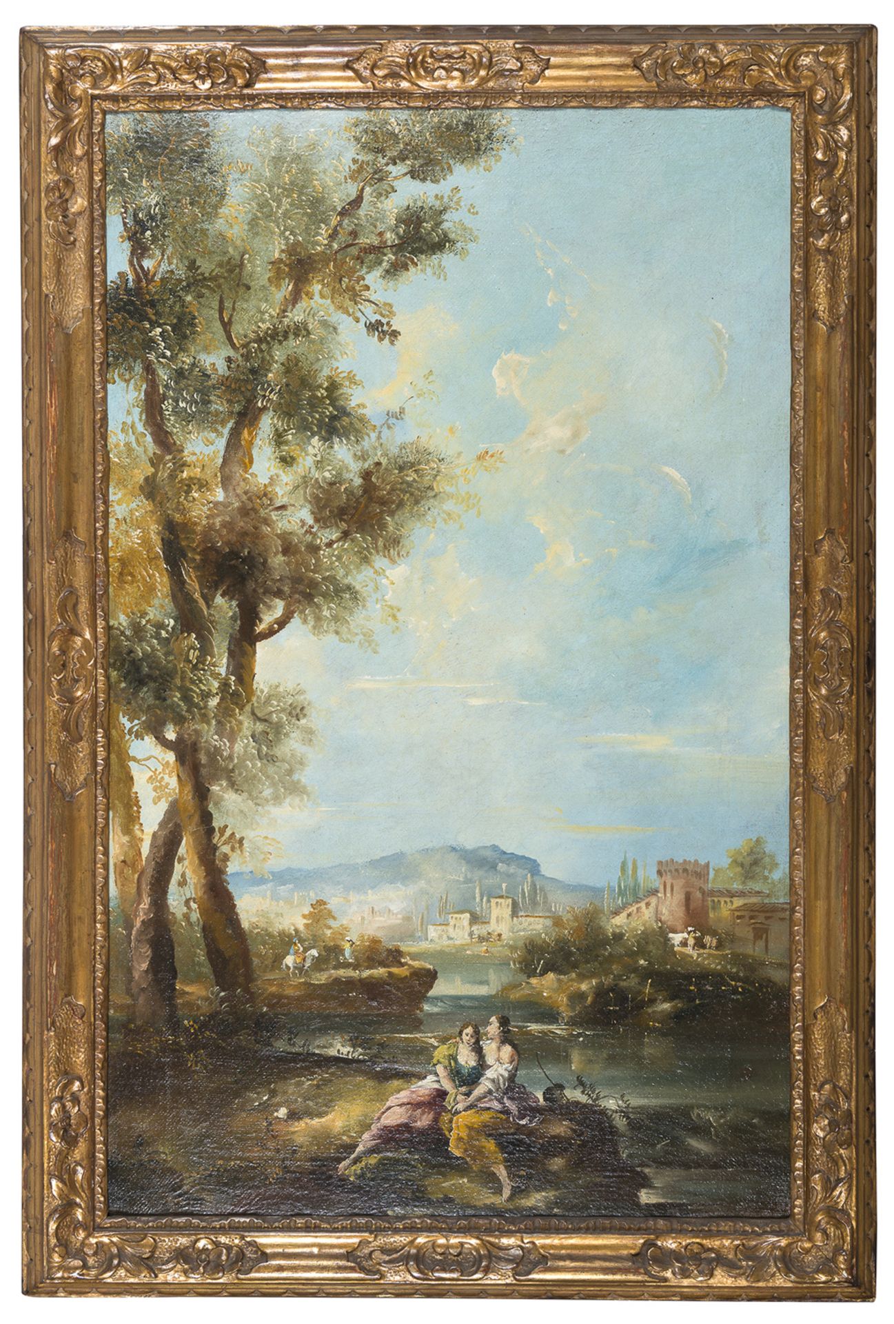 20TH CENTURY OIL PAINTED LANDSCAPE IN 18TH CENTURY STYLE