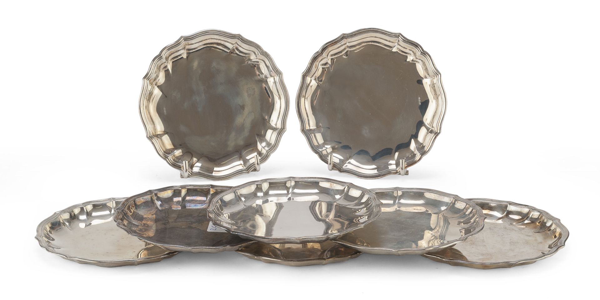 EIGHT SILVER SAUCERS RICCI & C. ALESSANDRIA 1944/1968