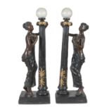 PAIR OF BURNISHED METAL FLOOR LAMPS 20TH CENTURY