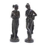 PAIR OF BRONZE SCULPTURES OF VESTALS