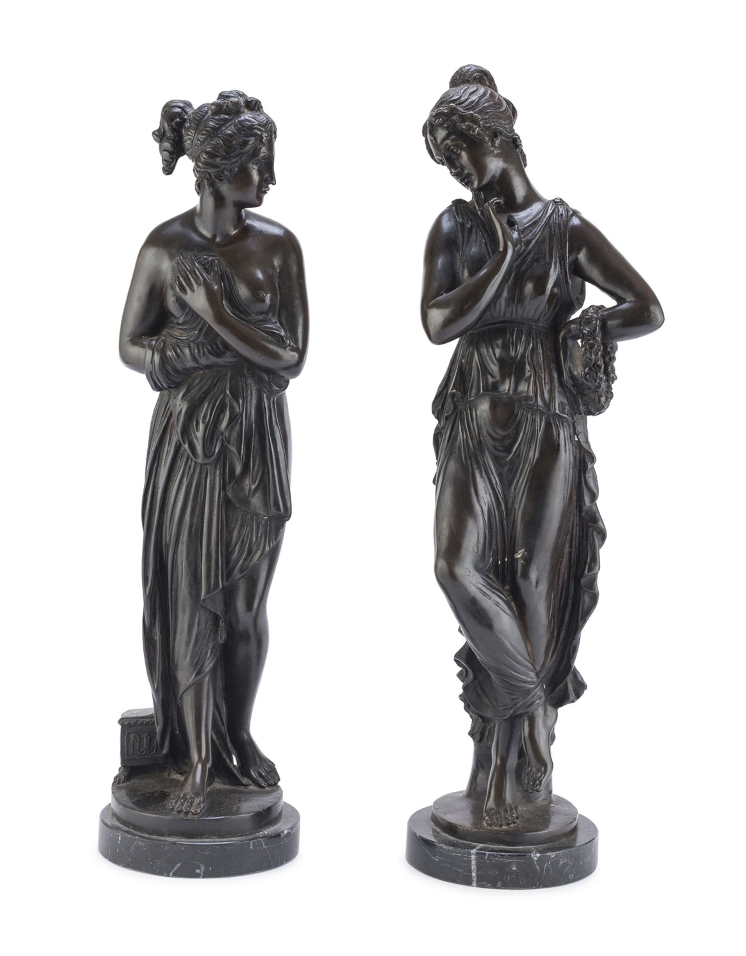 PAIR OF BRONZE SCULPTURES OF VESTALS