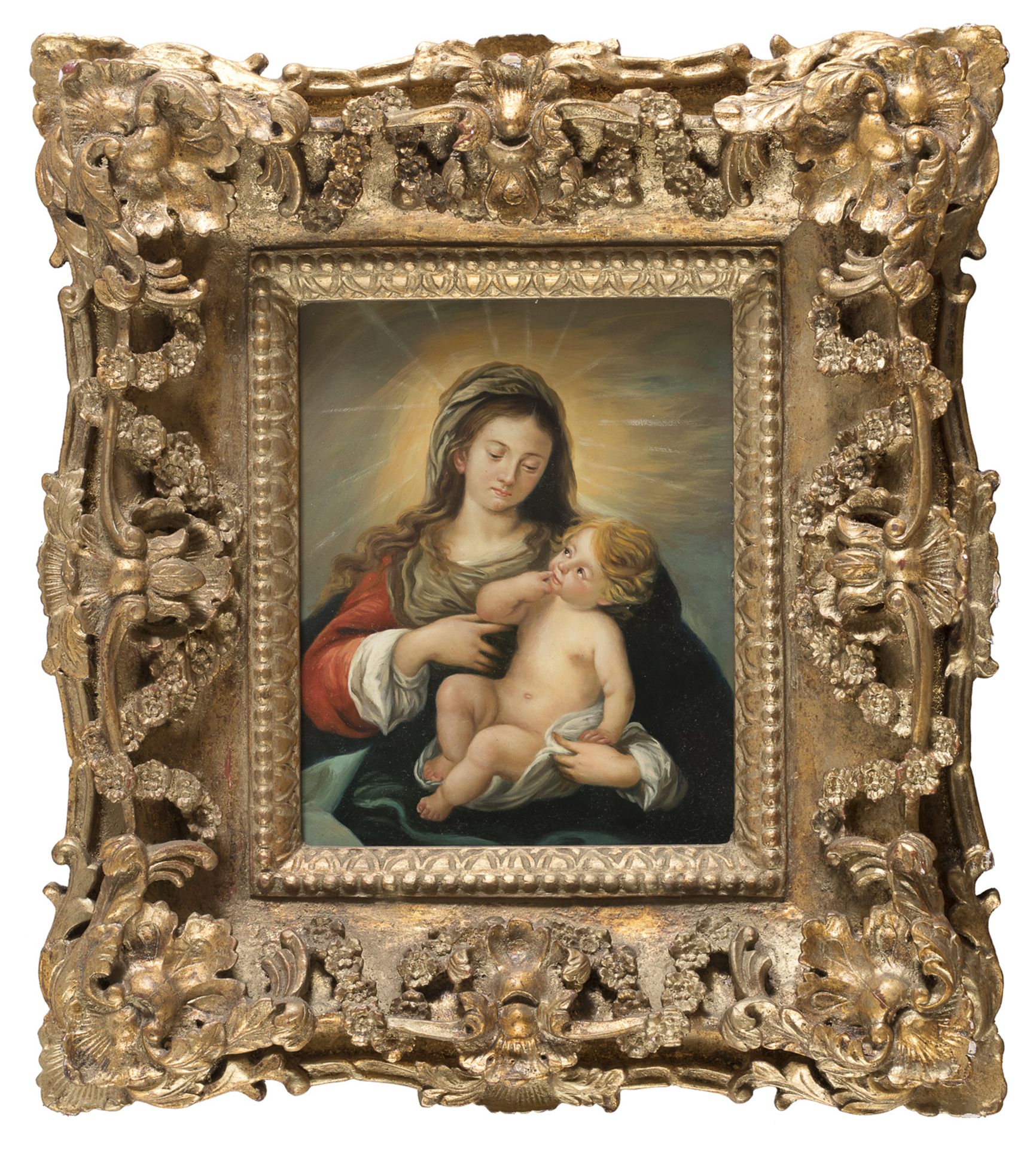 OIL PAINTING OF THE MADONNA WITH CHILD OF THE 20TH CENTURY