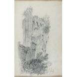 PENCIL DRAWING OF RUINS BY PIO JORIS (1843-1921)