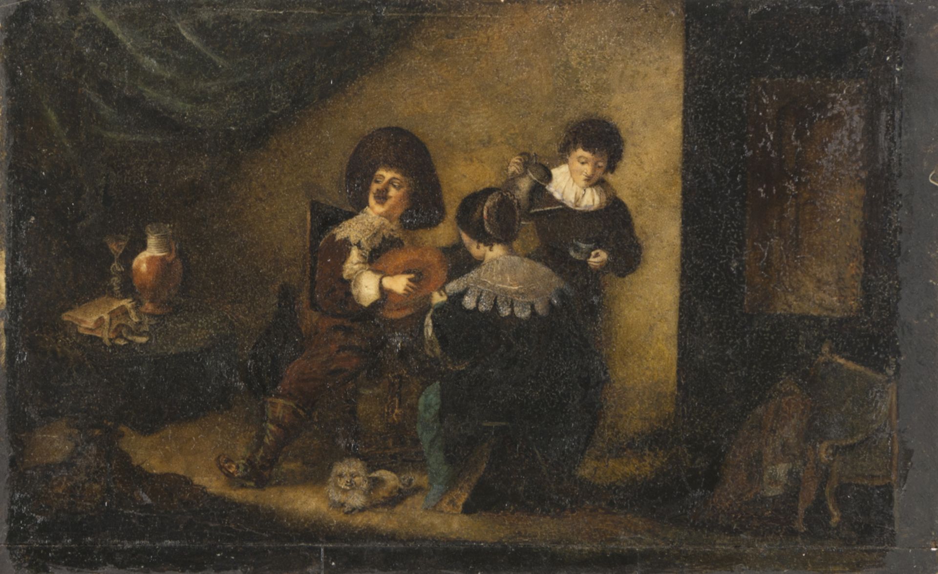 OIL PAINTING ON IVORY MUSICIAN NORDIC SCHOOL 19TH CENTURY