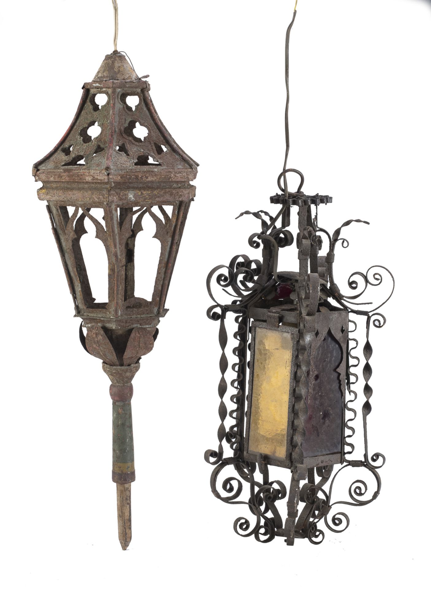 TWO LANTERN IN IRON AND METAL 18TH-19TH CENTURY