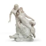 CERAMIC GROUP TRITONE AND NYMPH BOHEMIA ART NOVEAU