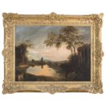 OIL PAINTING OF A CLASSICAL LANDSCAPE NORDIC SCHOOL 19TH CENTURY