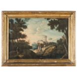 PAIR OF OIL PAINTINGS OF LANDSCAPES BY VENETO PAINTER 18TH CENTURY