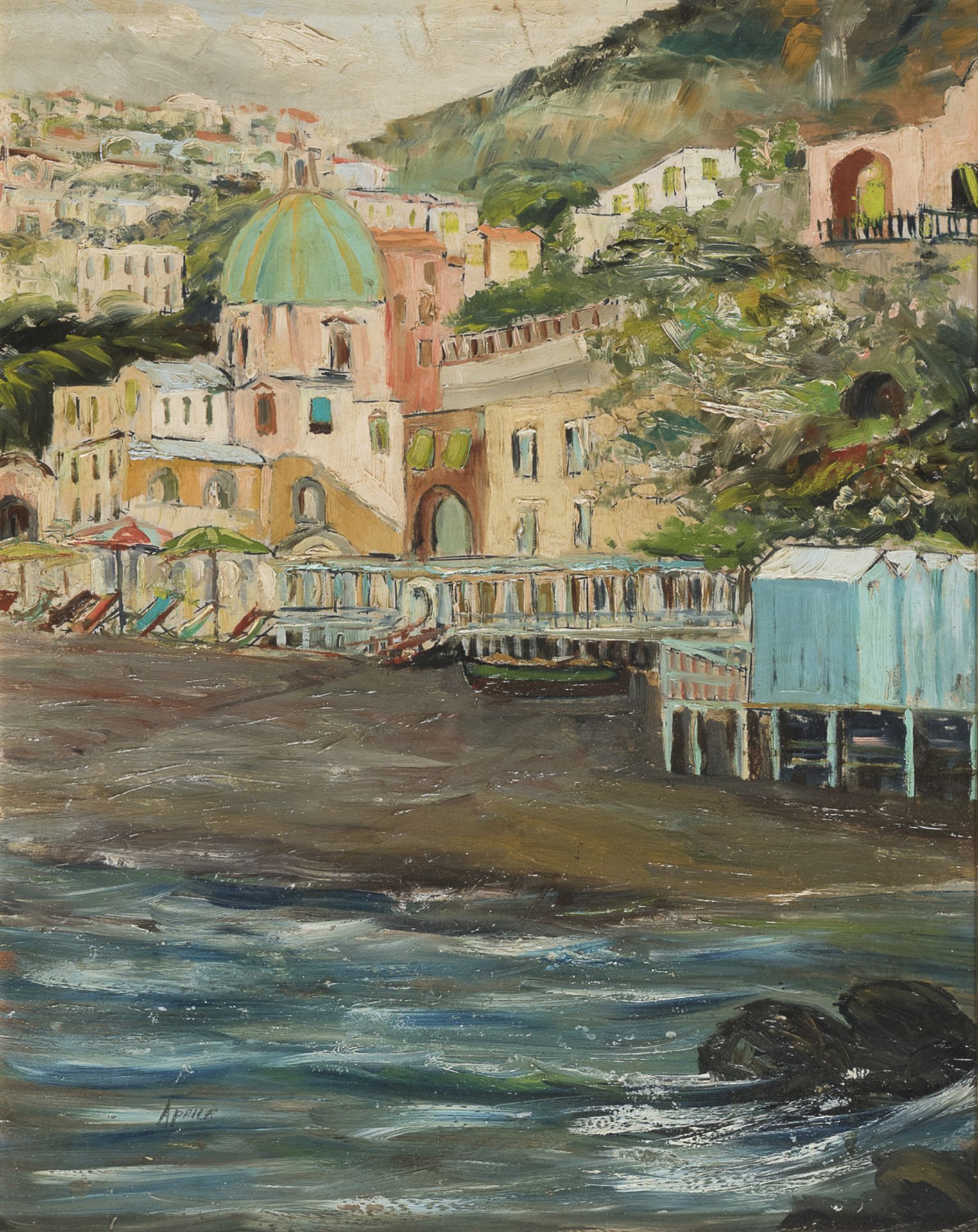 OIL PAINTING OF POSITANO BY ENRICO APRILE