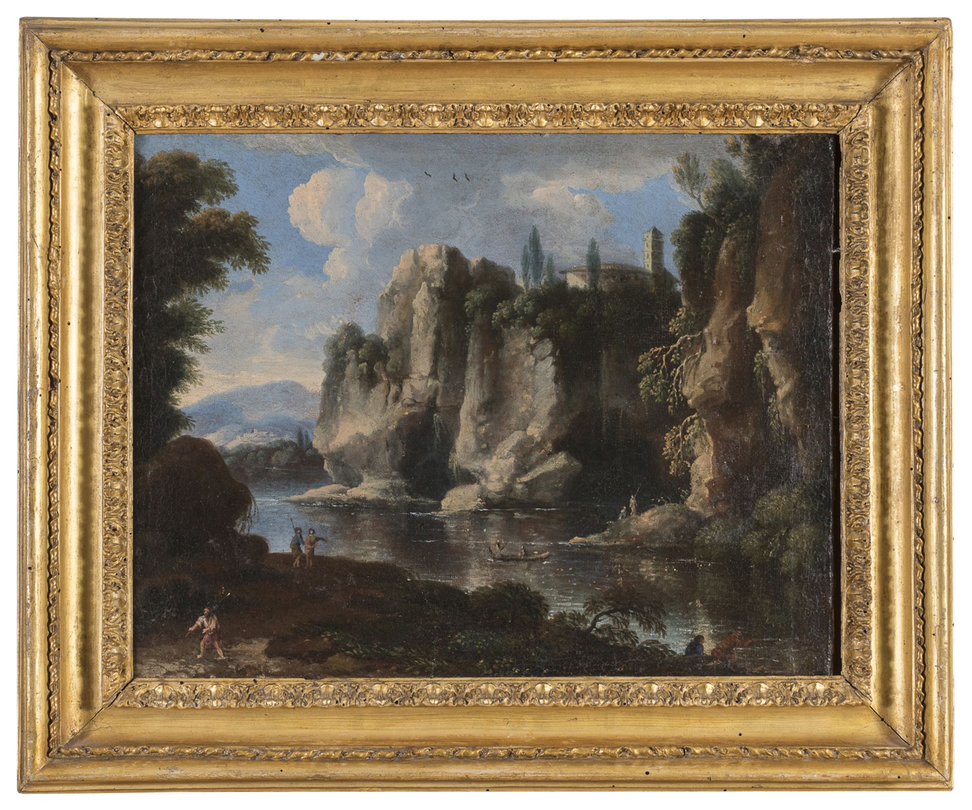 OIL PAINTING OF A ROCKY LANDSCAPE BY PIETRO MONTANINI