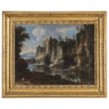 OIL PAINTING OF A ROCKY LANDSCAPE BY PIETRO MONTANINI