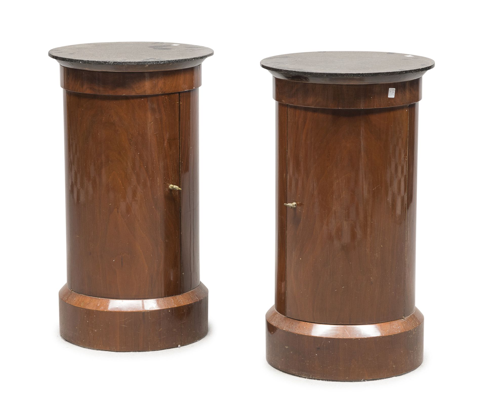 PAIR OF CYLINDER NIGHT TABLES 19TH CENTURY