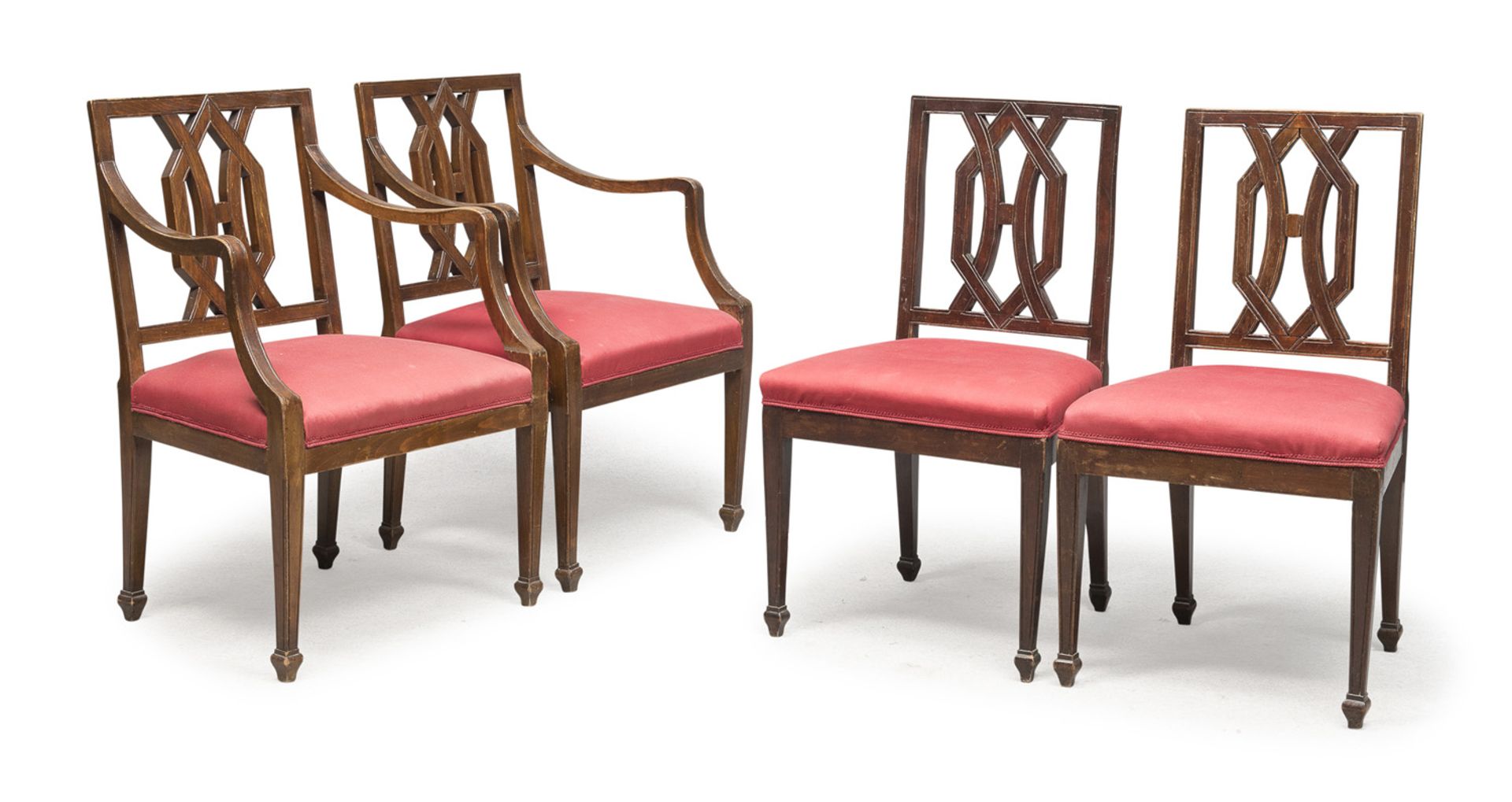 TWO ARMCHAIRS AND TWO CHAIRS IN WALNUT 18TH CENTURY