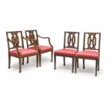 TWO ARMCHAIRS AND TWO CHAIRS IN WALNUT 18TH CENTURY