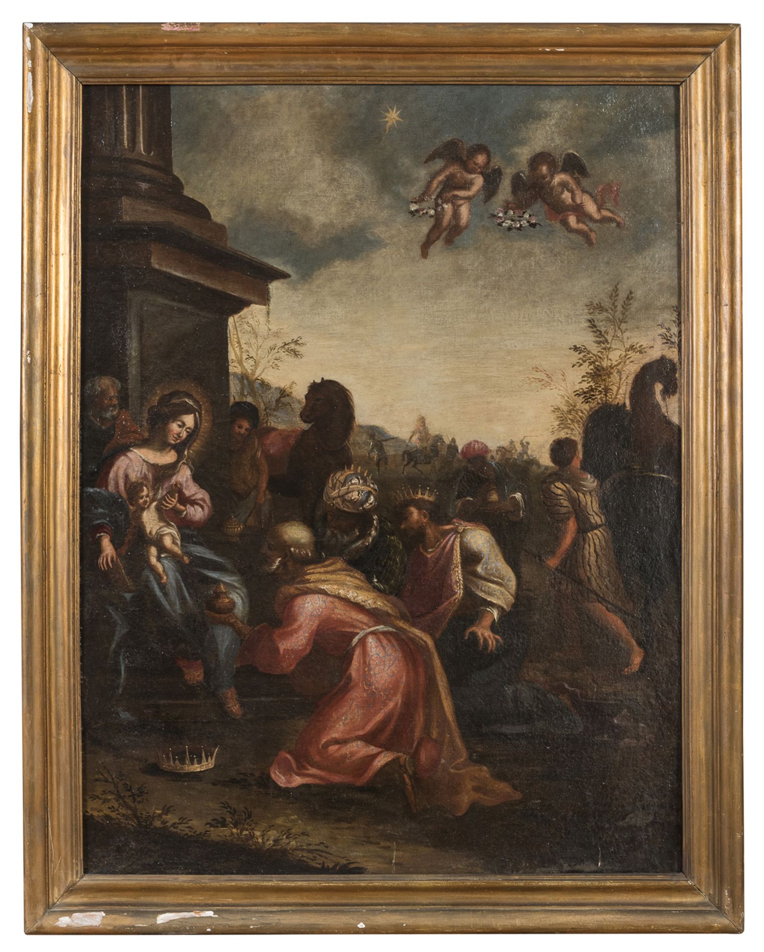 OIL PAINTING THE ADORATION OF THE MAGI BY FRANCESCO FONTEBASSO