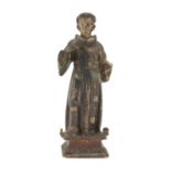 SCULPTURE OF ST FRANCIS IN LACQUERED WOOD 17TH CENTURY