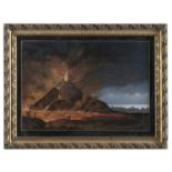 GOUACHE PAINTING OF ERUPTION OF VESUVIUS EARLY 20TH CENTURY
