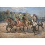 OIL PAINTING OF HORSES BY AIMABLE BOUILLIER