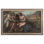 OIL PAINTING LOTH AND THE DAUGHTERS ATT. TO JACOPO PALMA THE YOUNG