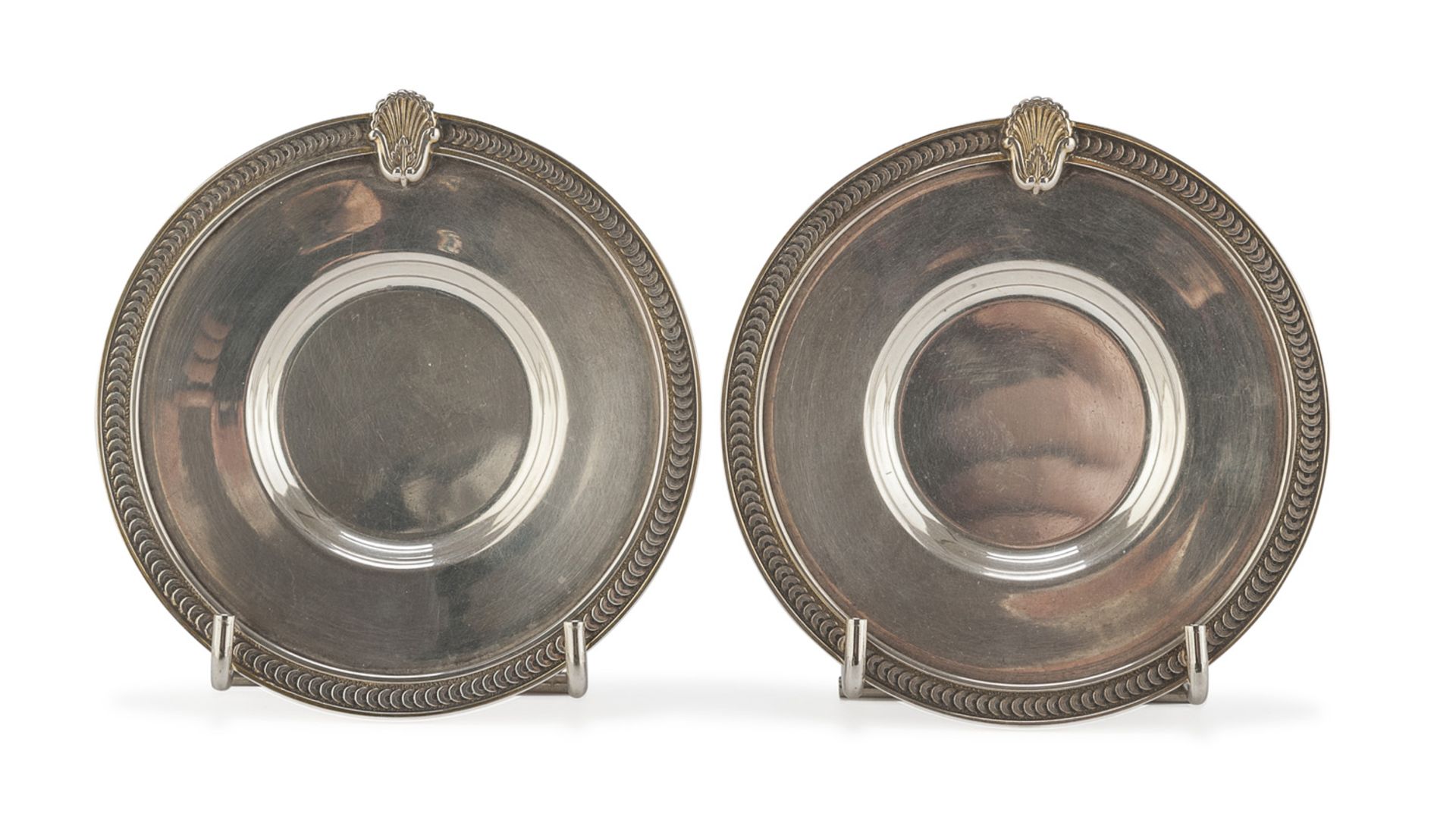 PAIR OF SILVER SAUCERS STEFANI BOLOGNA POST 1968