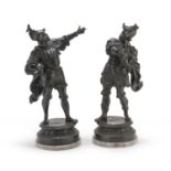 PAIR OF BRONZE SCULPTURES OF CONDOTTIERI 19TH CENTURY