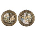 PAIR OF PAINTED ROUND MAJOLICAS 18TH CENTURY