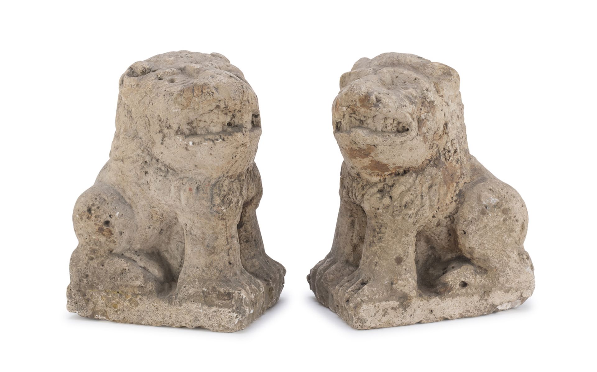 PAIR OF STONE LIONS GOTHIC PERIOD