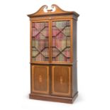 ENGLISH BOOKCASE WITH TWO GLASS DOORS WITH BOOK SPINES LATE 19TH CENTURY