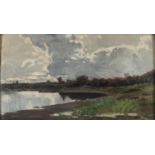 OIL PAINTING OF A LAGOON LANDSCAPE 19TH CENTURY