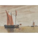 OIL PAINTING OF A SEASCAPE WITH SAILSHIPS 20TH CENTURY