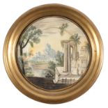 MAJOLICA PLATE ROMAN CASTLES 18TH CENTURY