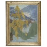 OIL PAINTING OF A WILLOW IN SNOWY LANDSCAPE BY ILIO GIANNACCINI