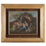 ROMAN OIL PAINTING OF THE FLIGHT INTO EGYPT 18TH CENTURY