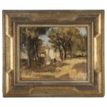 OIL PAINTING OF A FARMYARD 20TH CENTURY