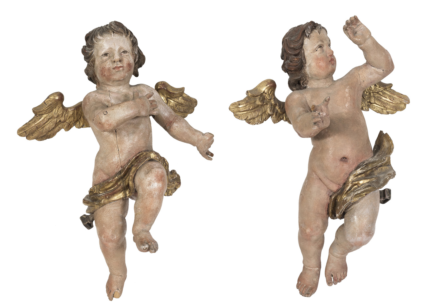 PAIR OF WOODEN BAROQUE ANGELS 17TH CENTURY