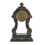 FRENCH INLAID EBONY TABLE CLOCK 19TH CENTURY