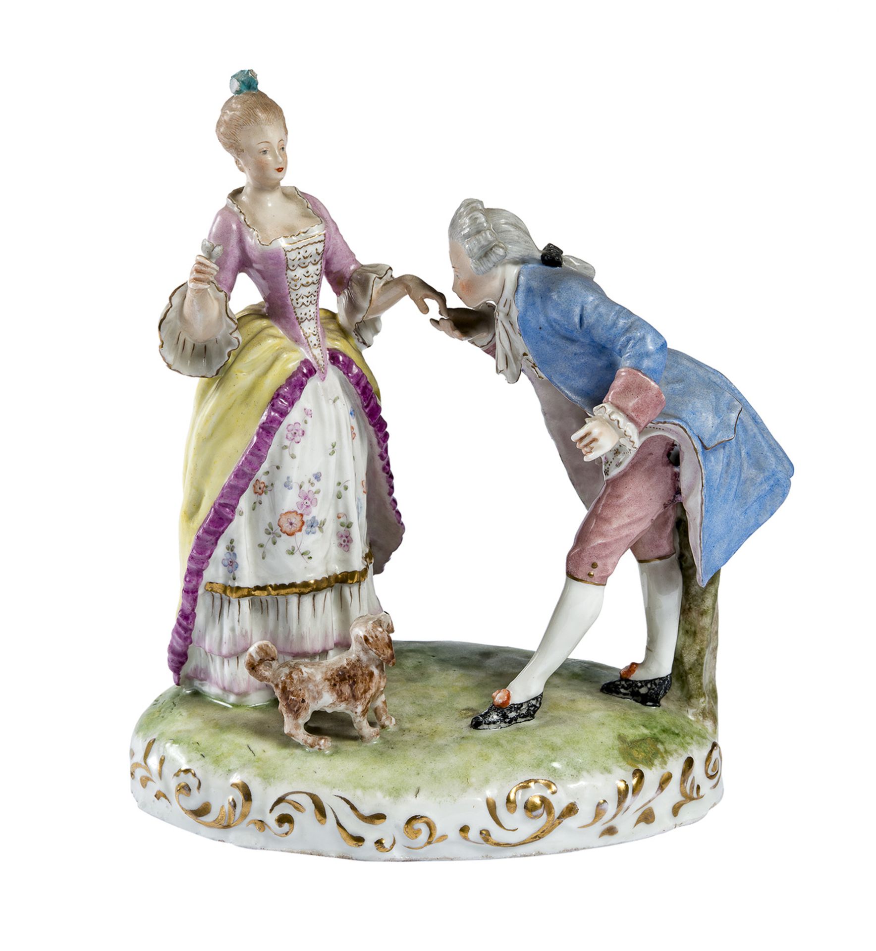 PORCELAIN GROUP OF A GALLANT SCENE GINORI LATE 19TH CENTURY