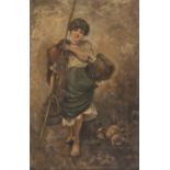 OIL PAINTING OF YOUNG PEASANT SIGNED ‘E. LUPI’ LATE 19TH CENTURY