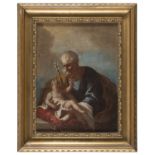 OIL PAINTING OF ST JOSEPH AND CHILD BY CIRCLE OF FILIPPO PEDRINI