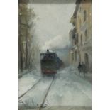 OIL PAINTING OF A STREETCAR BY GIUSEPPE SOLENGHI