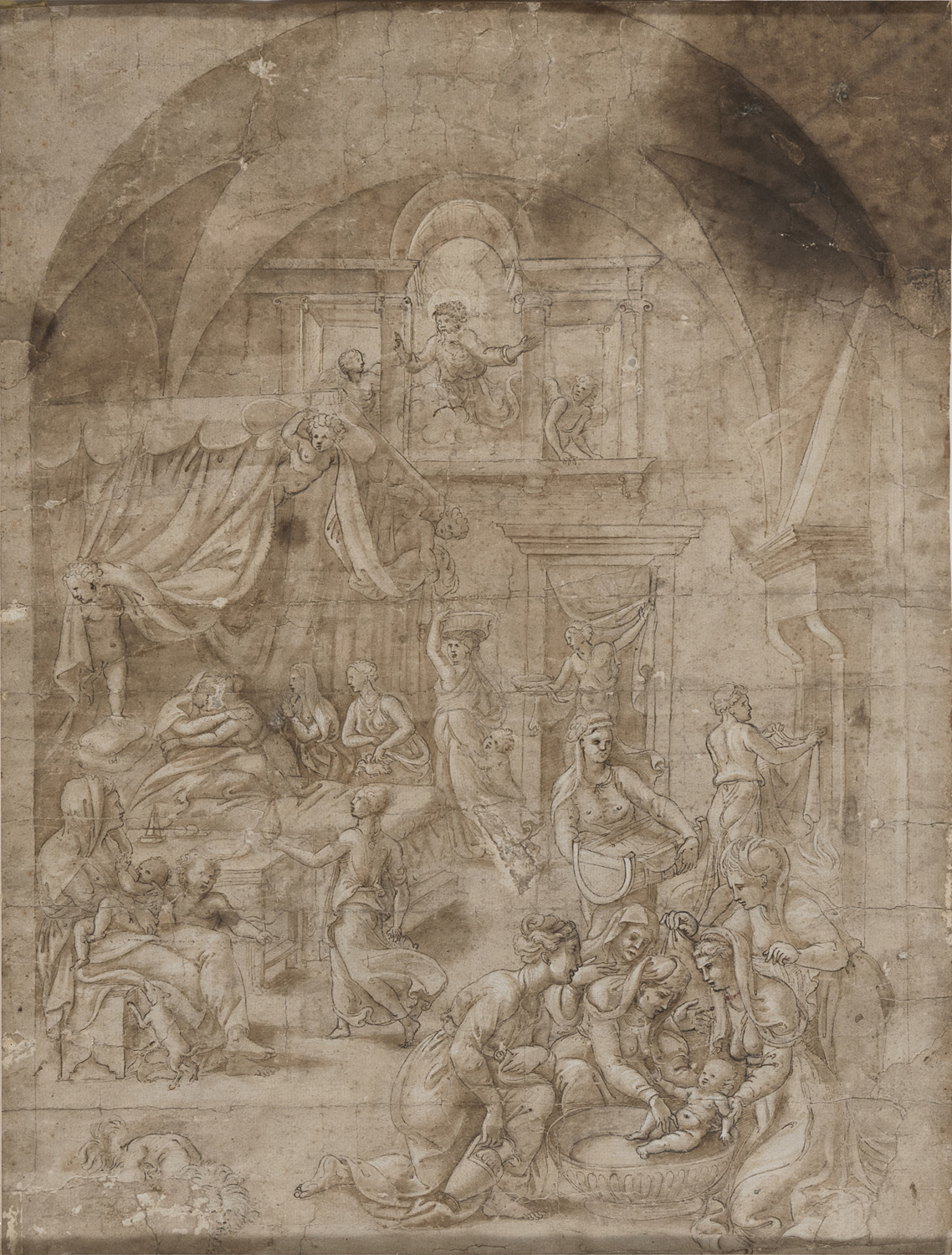 NATIVITY OF THE VIRGIN BY AREA OF GIULIO ROMANO - Image 2 of 2