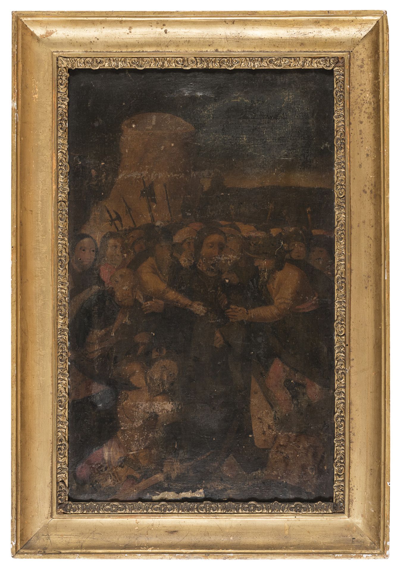 FLEMISH OIL PAINTING OF THE CAPTURE OF CHRIST 18TH CENTURY