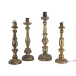 FOUR CANDLESTICKS IN GILTWOOD 18TH CENTURY