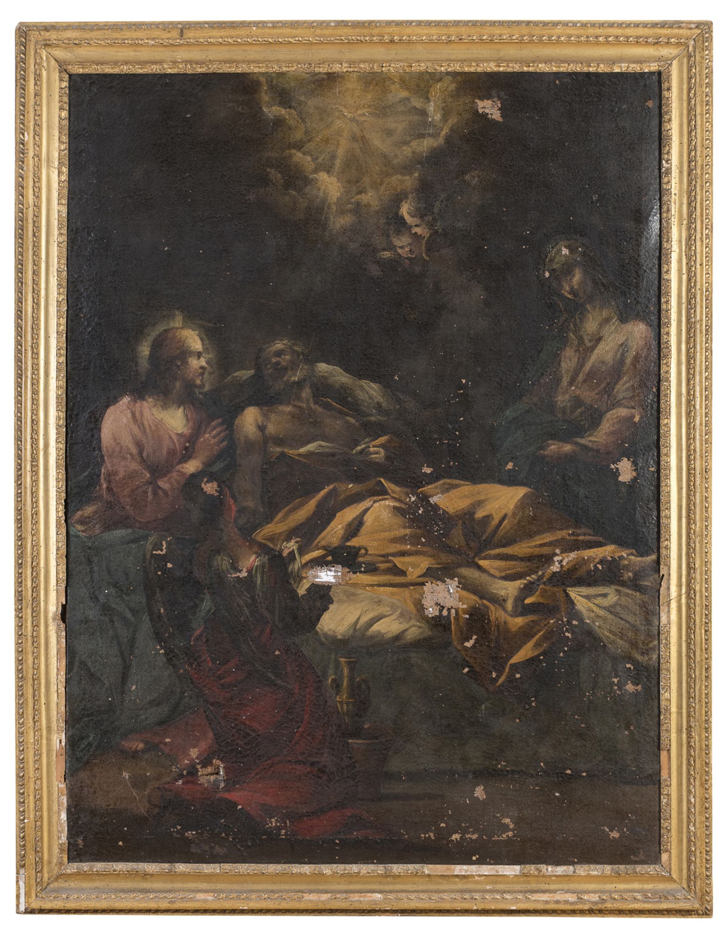 OIL PAINTING THE TRANSIT OF ST JOSEPH ATT. TO FRANCESCO MONTI