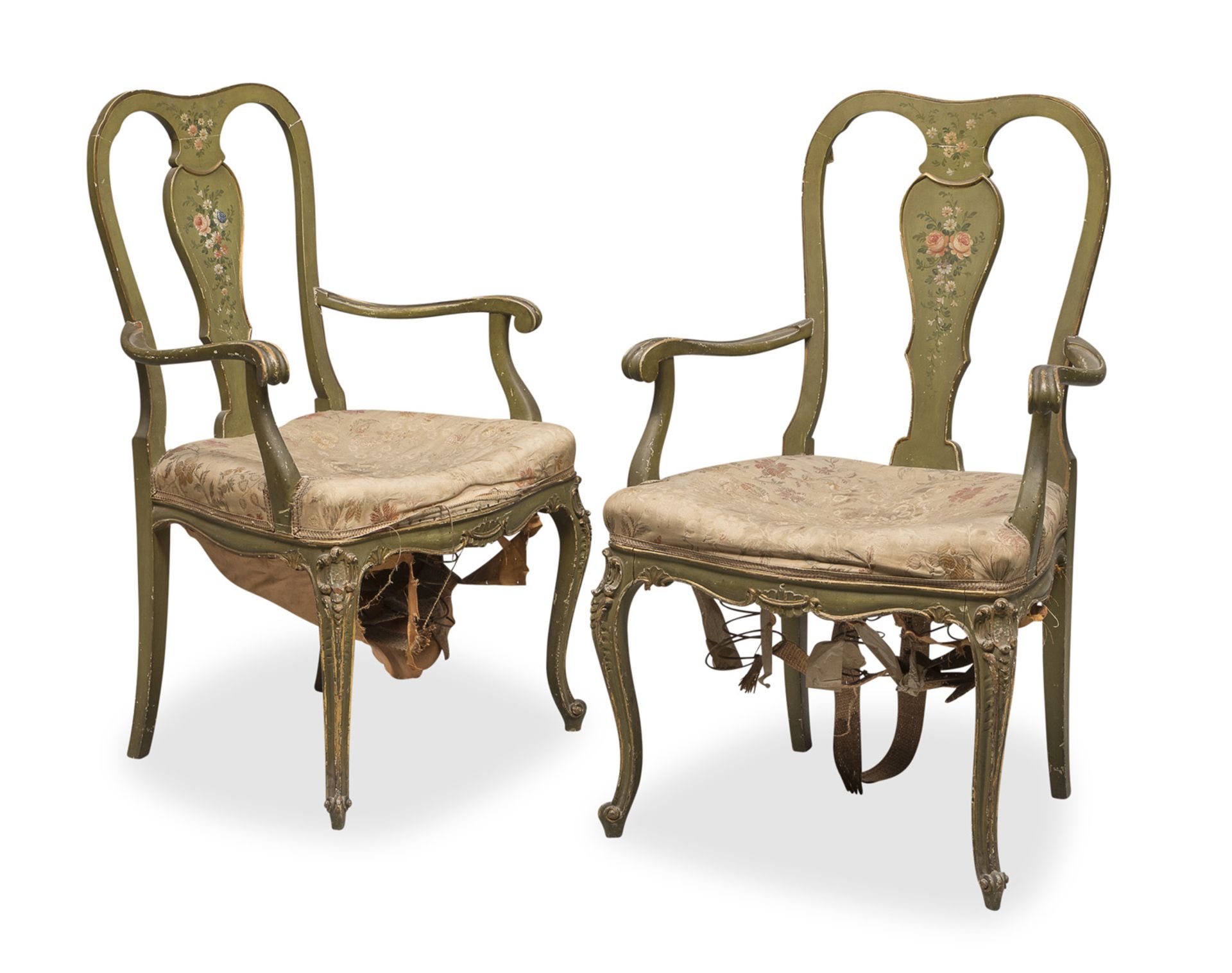 PAIR OF ARMCHAIRS IN LACQUERED WOOD 19TH CENTURY