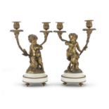 PAIR OF GILDED BRONZE CANDLESTICKS 19TH CENTURY