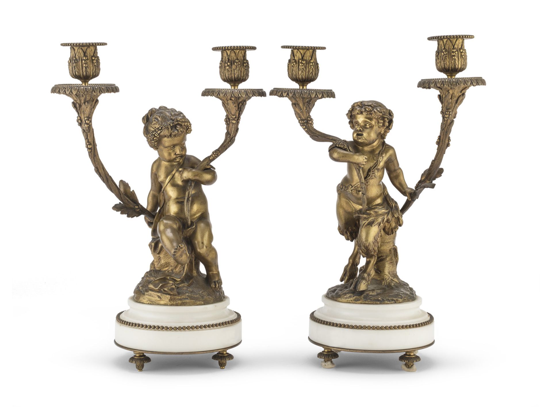 PAIR OF GILDED BRONZE CANDLESTICKS 19TH CENTURY