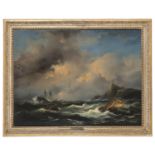 OIL PAINTING OF A STORMY SEA BY ANTON MELBYE